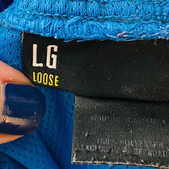 Under Armour Mens Large Loose Fit Shorts Basketball Blue White Athletic - Picture 5 of 5